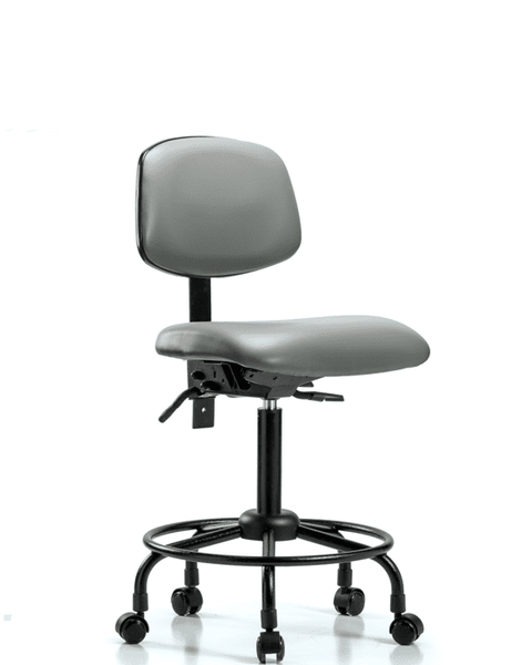 Vinyl Chair - Medium Bench Height with Round Tube Base & Casters in Sterling Supernova Vinyl - VMBCH-RT-T0-A0-RC-8840