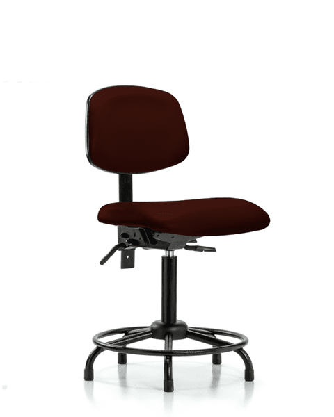 Vinyl Chair - Medium Bench Height with Round Tube Base & Stationary Glides in Burgundy Trailblazer Vinyl - VMBCH-RT-T0-A0-RG-8569