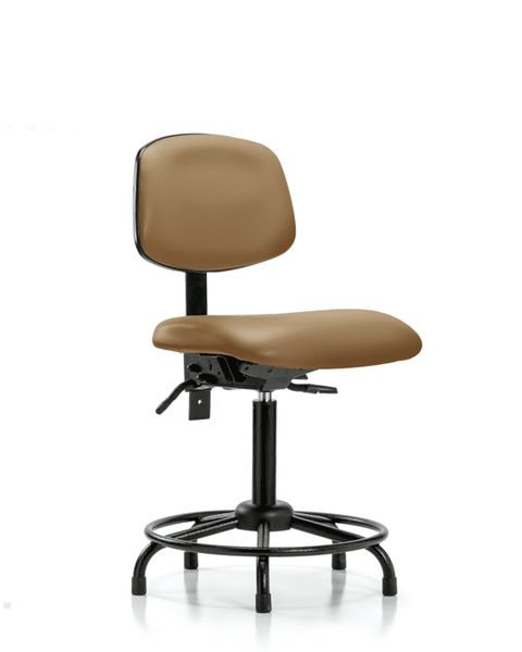 Vinyl Chair - Medium Bench Height with Round Tube Base & Stationary Glides in Taupe Trailblazer Vinyl - VMBCH-RT-T0-A0-RG-8584