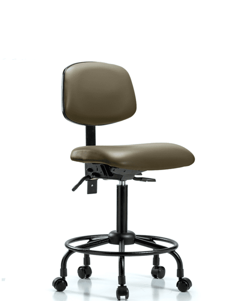 Vinyl Chair - Medium Bench Height with Round Tube Base, Seat Tilt, & Casters in Taupe Supernova Vinyl - VMBCH-RT-T1-A0-RC-8809