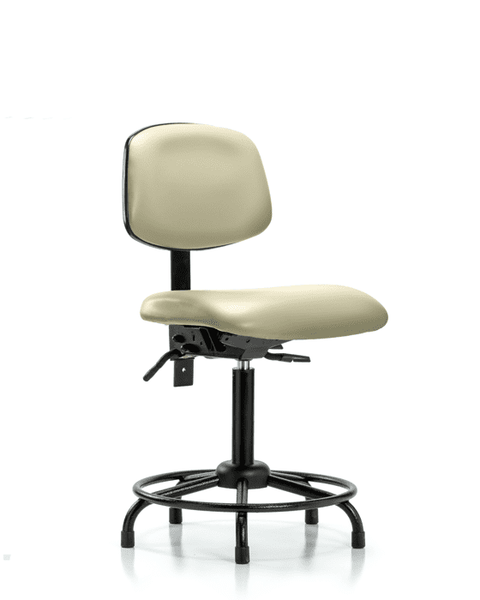 Vinyl Chair - Medium Bench Height with Round Tube Base, Seat Tilt, & Stationary Glides in Adobe White Trailblazer Vinyl - VMBCH-RT-T1-A0-RG-8501