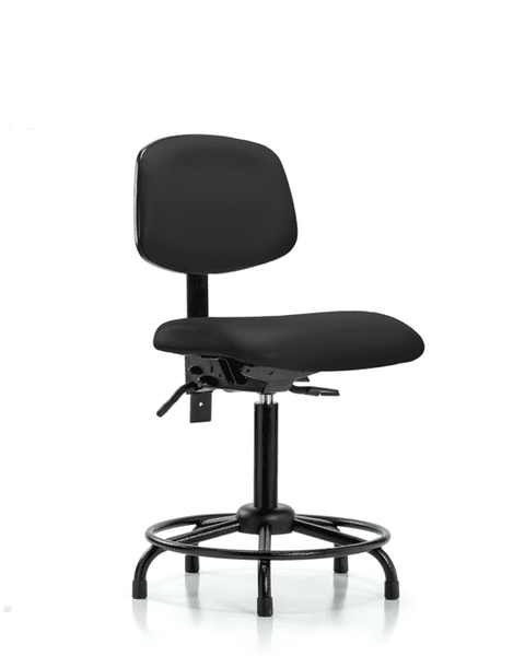 Vinyl Chair - Medium Bench Height with Round Tube Base, Seat Tilt, & Stationary Glides in Black Trailblazer Vinyl - VMBCH-RT-T1-A0-RG-8540