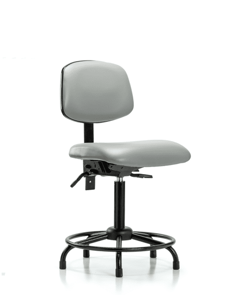 Vinyl Chair - Medium Bench Height with Round Tube Base, Seat Tilt, & Stationary Glides in Dove Trailblazer Vinyl - VMBCH-RT-T1-A0-RG-8567