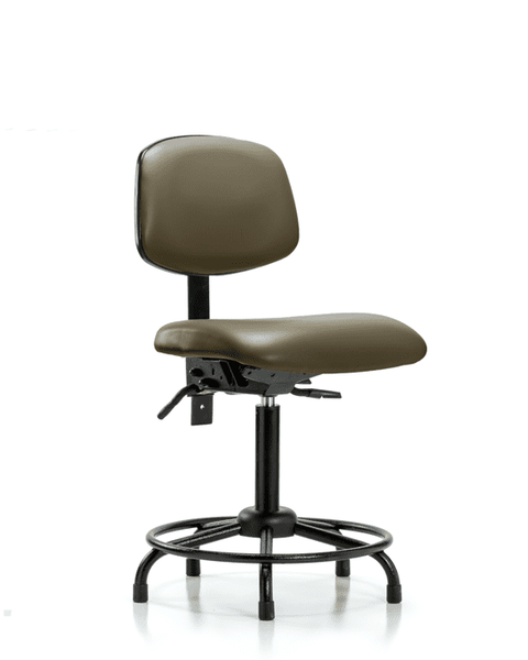 Vinyl Chair - Medium Bench Height with Round Tube Base, Seat Tilt, & Stationary Glides in Taupe Supernova Vinyl - VMBCH-RT-T1-A0-RG-8809