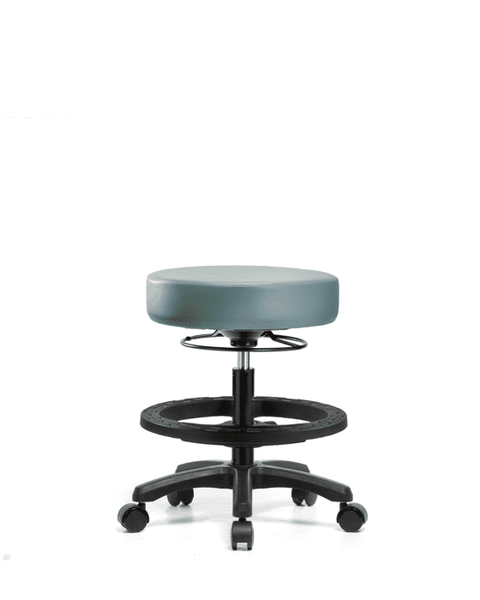 Vinyl Mini-Stool - Medium Bench Height with Black Foot Ring & Casters in Storm Supernova Vinyl - VMBMS-RG-BF-RC-8822