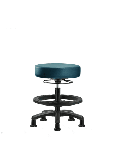 Vinyl Mini-Stool - Medium Bench Height with Black Foot Ring & Stationary Glides in Marine Blue Supernova Vinyl - VMBMS-RG-BF-RG-8801