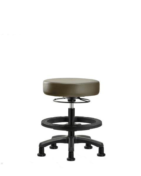 Vinyl Mini-Stool - Medium Bench Height with Black Foot Ring & Stationary Glides in Taupe Supernova Vinyl - VMBMS-RG-BF-RG-8809