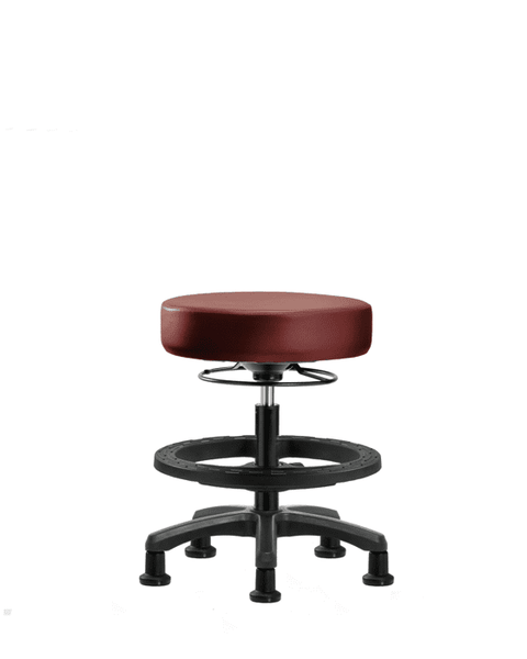 Vinyl Mini-Stool - Medium Bench Height with Black Foot Ring & Stationary Glides in Borscht Supernova Vinyl - VMBMS-RG-BF-RG-8815
