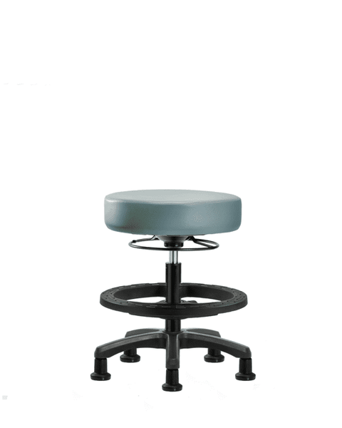 Vinyl Mini-Stool - Medium Bench Height with Black Foot Ring & Stationary Glides in Storm Supernova Vinyl - VMBMS-RG-BF-RG-8822