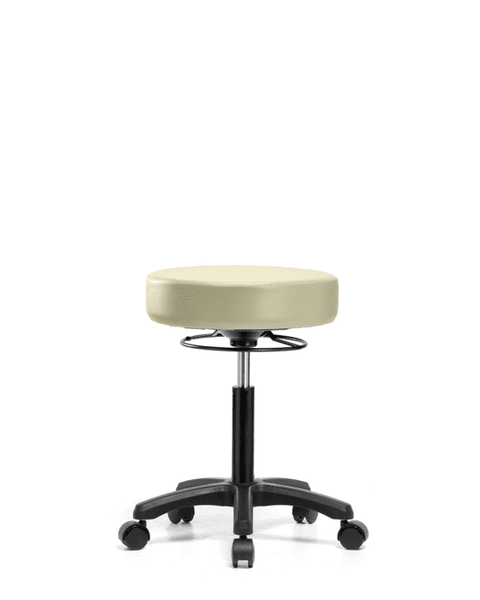 Vinyl Mini-Stool - Medium Bench Height with Casters in Adobe White Trailblazer Vinyl - VMBMS-RG-NF-RC-8501