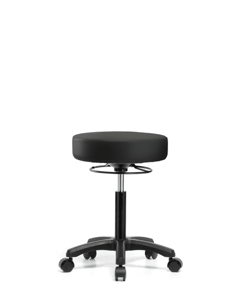 Vinyl Mini-Stool - Medium Bench Height with Casters in Black Trailblazer Vinyl - VMBMS-RG-NF-RC-8540