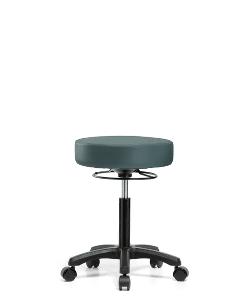 Vinyl Mini-Stool - Medium Bench Height with Casters in Colonial Blue Trailblazer Vinyl - VMBMS-RG-NF-RC-8546