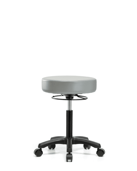 Vinyl Mini-Stool - Medium Bench Height with Casters in Dove Trailblazer Vinyl - VMBMS-RG-NF-RC-8567