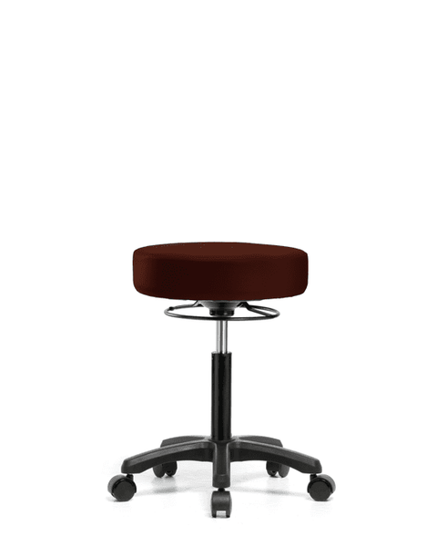 Vinyl Mini-Stool - Medium Bench Height with Casters in Burgundy Trailblazer Vinyl - VMBMS-RG-NF-RC-8569