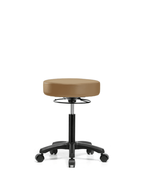 Vinyl Mini-Stool - Medium Bench Height with Casters in Taupe Trailblazer Vinyl - VMBMS-RG-NF-RC-8584