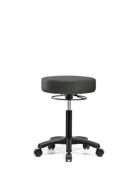 Vinyl Mini-Stool - Medium Bench Height with Casters in Charcoal Trailblazer Vinyl - VMBMS-RG-NF-RC-8605