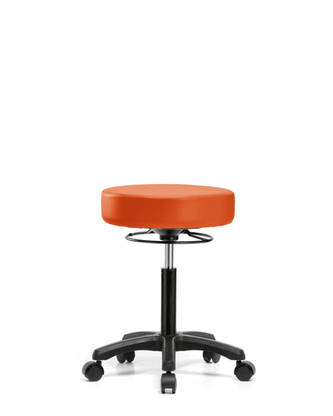 Vinyl Mini-Stool - Medium Bench Height with Casters in Orange Kist Trailblazer Vinyl - VMBMS-RG-NF-RC-8613