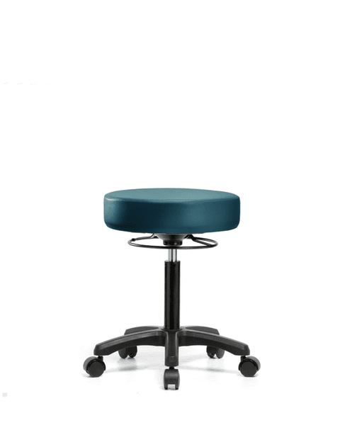 Vinyl Mini-Stool - Medium Bench Height with Casters in Marine Blue Supernova Vinyl - VMBMS-RG-NF-RC-8801
