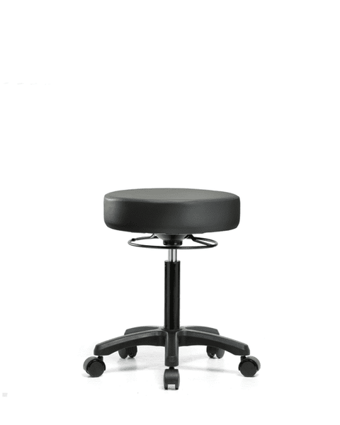 Vinyl Mini-Stool - Medium Bench Height with Casters in Carbon Supernova Vinyl - VMBMS-RG-NF-RC-8823