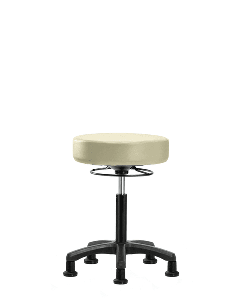 Vinyl Mini-Stool - Medium Bench Height with Stationary Glides in Adobe White Trailblazer Vinyl - VMBMS-RG-NF-RG-8501