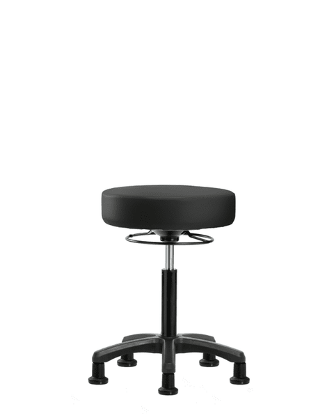Vinyl Mini-Stool - Medium Bench Height with Stationary Glides in Black Trailblazer Vinyl - VMBMS-RG-NF-RG-8540