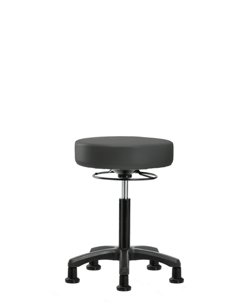 Vinyl Mini-Stool - Medium Bench Height with Stationary Glides in Charcoal Trailblazer Vinyl - VMBMS-RG-NF-RG-8605
