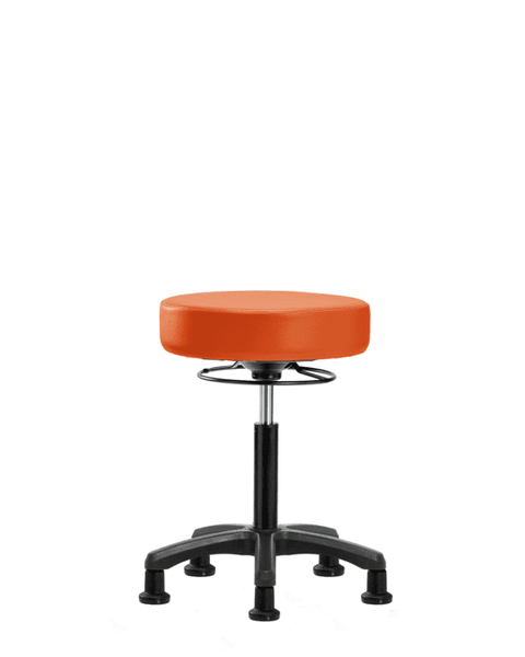 Vinyl Mini-Stool - Medium Bench Height with Stationary Glides in Orange Kist Trailblazer Vinyl - VMBMS-RG-NF-RG-8613