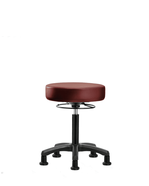 Vinyl Mini-Stool - Medium Bench Height with Stationary Glides in Borscht Supernova Vinyl - VMBMS-RG-NF-RG-8815