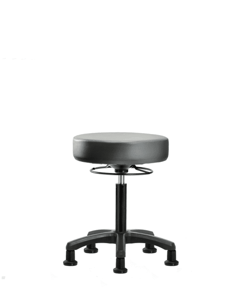 Vinyl Mini-Stool - Medium Bench Height with Stationary Glides in Sterling Supernova Vinyl - VMBMS-RG-NF-RG-8840