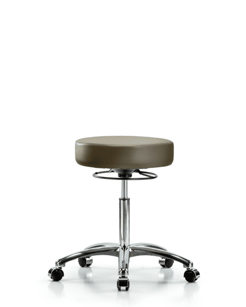 Vinyl Stool without Back Chrome - Medium Bench Height with Casters in Marine Blue Supernova Vinyl - VMBSO-CR-NF-CC-8809