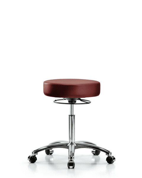 Vinyl Stool without Back Chrome - Medium Bench Height with Casters in Taupe Supernova Vinyl - VMBSO-CR-NF-CC-8815