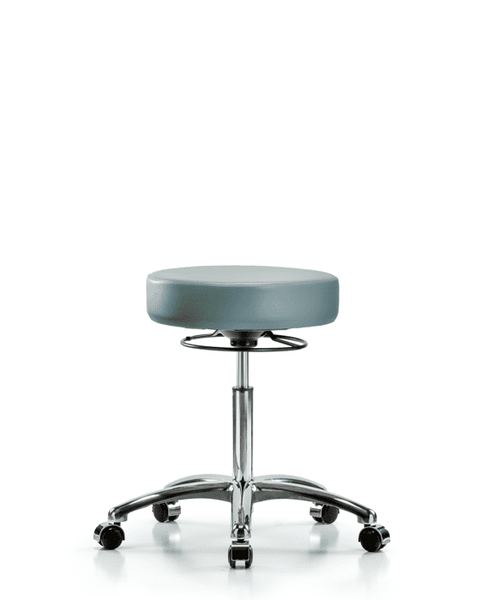 Vinyl Stool without Back Chrome - Medium Bench Height with Casters in Storm Supernova Vinyl - VMBSO-CR-NF-CC-8822