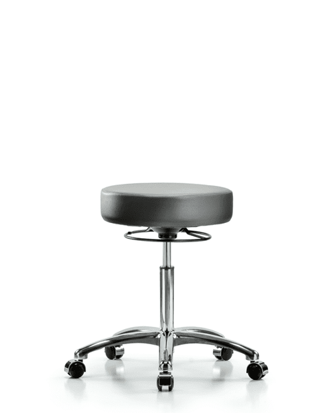 Vinyl Stool without Back Chrome - Medium Bench Height with Casters in Sterling Supernova Vinyl - VMBSO-CR-NF-CC-8840