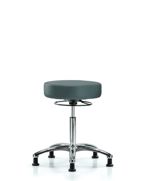 Vinyl Stool without Back Chrome - Medium Bench Height with Stationary Glides in Colonial Blue Trailblazer Vinyl - VMBSO-CR-NF-RG-8546