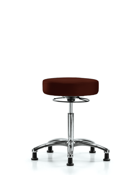 Vinyl Stool without Back Chrome - Medium Bench Height with Stationary Glides in Burgundy Trailblazer Vinyl - VMBSO-CR-NF-RG-8569