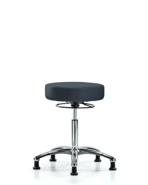 Vinyl Stool without Back Chrome - Medium Bench Height with Stationary Glides in Imperial Blue Trailblazer Vinyl - VMBSO-CR-NF-RG-8582