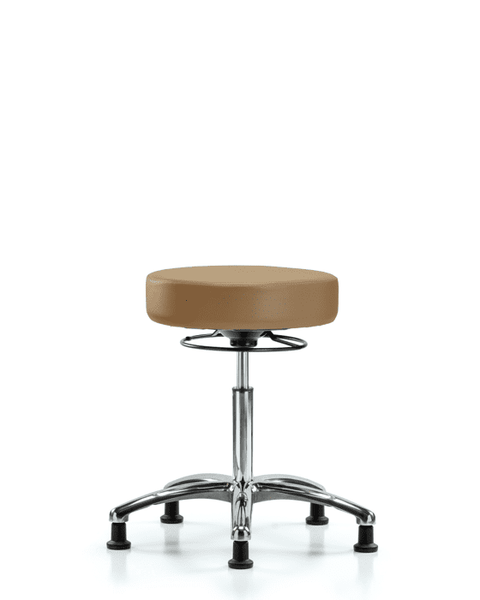 Vinyl Stool without Back Chrome - Medium Bench Height with Stationary Glides in Taupe Trailblazer Vinyl - VMBSO-CR-NF-RG-8584