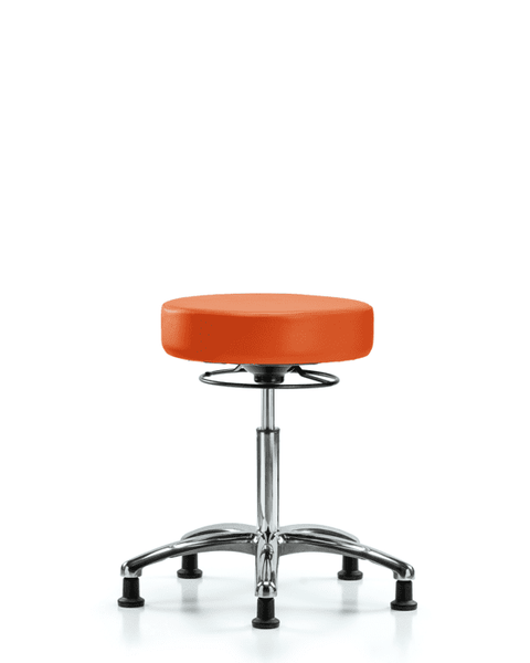 Vinyl Stool without Back Chrome - Medium Bench Height with Stationary Glides in Orange Kist Trailblazer Vinyl - VMBSO-CR-NF-RG-8613