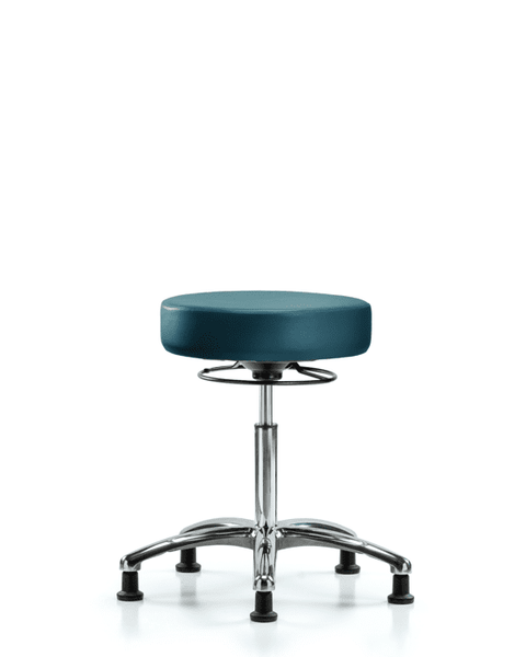 Vinyl Stool without Back Chrome - Medium Bench Height with Stationary Glides in Marine Blue Supernova Vinyl - VMBSO-CR-NF-RG-8801