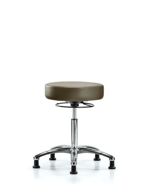 Vinyl Stool without Back Chrome - Medium Bench Height with Stationary Glides in Marine Blue Supernova Vinyl - VMBSO-CR-NF-RG-8809