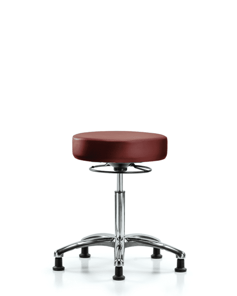 Vinyl Stool without Back Chrome - Medium Bench Height with Stationary Glides in Taupe Supernova Vinyl - VMBSO-CR-NF-RG-8815