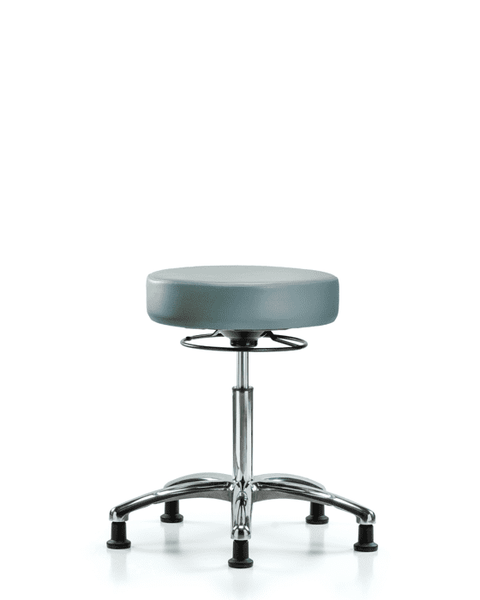 Vinyl Stool without Back Chrome - Medium Bench Height with Stationary Glides in Storm Supernova Vinyl - VMBSO-CR-NF-RG-8822