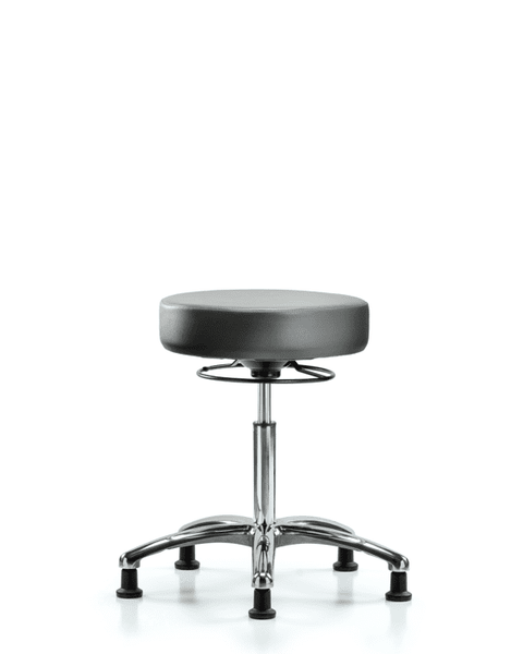 Vinyl Stool without Back Chrome - Medium Bench Height with Stationary Glides in Sterling Supernova Vinyl - VMBSO-CR-NF-RG-8840