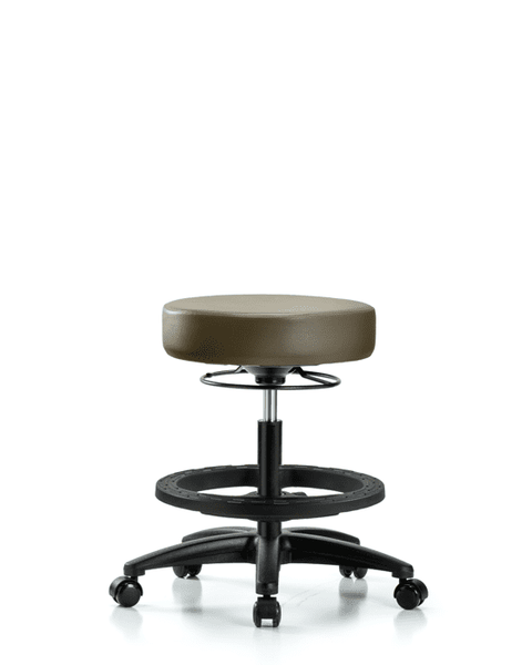 Vinyl Stool without Back - Medium Bench Height with Black Foot Ring & Casters in Marine Blue Supernova Vinyl - VMBSO-RG-BF-RC-8809