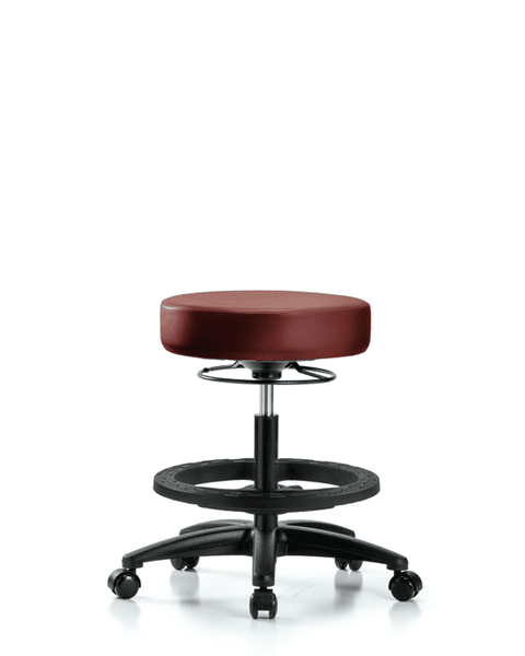 Vinyl Stool without Back - Medium Bench Height with Black Foot Ring & Casters in Taupe Supernova Vinyl - VMBSO-RG-BF-RC-8815