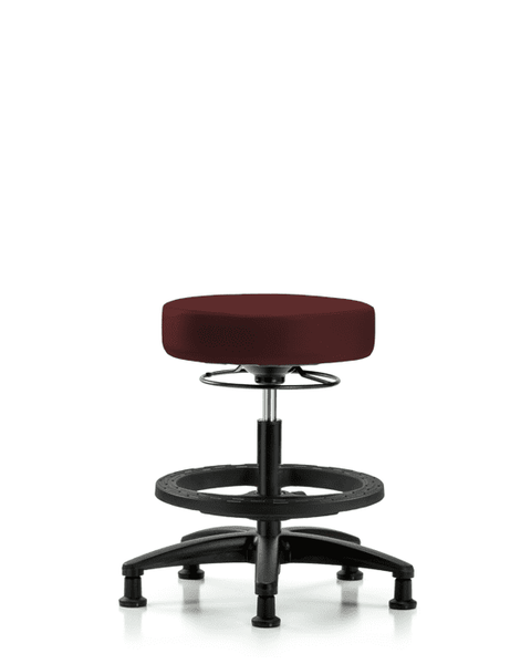 Vinyl Stool without Back - Medium Bench Height with Black Foot Ring & Stationary Glides in Burgundy Trailblazer Vinyl - VMBSO-RG-BF-RG-8569