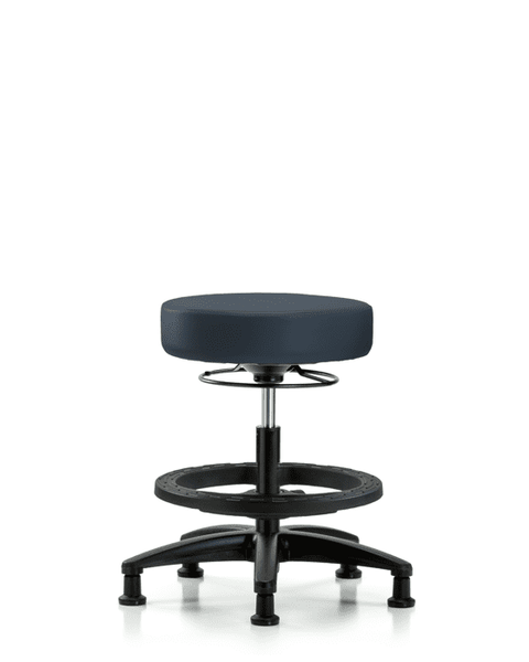 Vinyl Stool without Back - Medium Bench Height with Black Foot Ring & Stationary Glides in Imperial Blue Trailblazer Vinyl - VMBSO-RG-BF-RG-8582