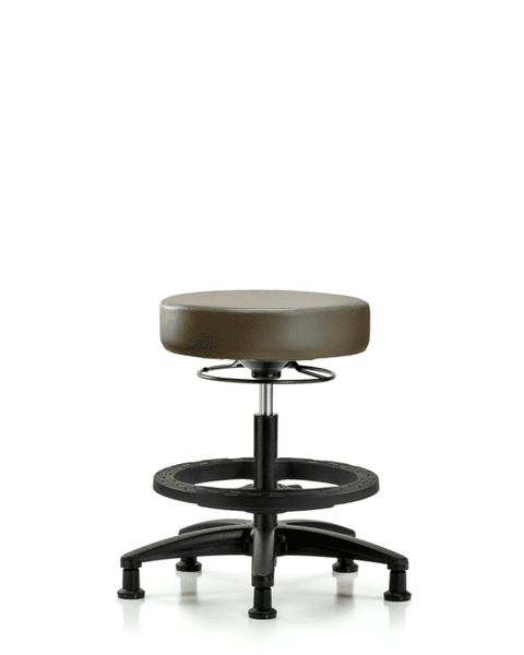 Vinyl Stool without Back - Medium Bench Height with Black Foot Ring & Stationary Glides in Marine Blue Supernova Vinyl - VMBSO-RG-BF-RG-8809
