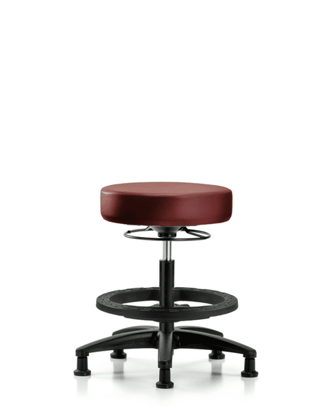 Vinyl Stool without Back - Medium Bench Height with Black Foot Ring & Stationary Glides in Taupe Supernova Vinyl - VMBSO-RG-BF-RG-8815