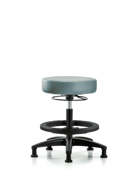 Vinyl Stool without Back - Medium Bench Height with Black Foot Ring & Stationary Glides in Storm Supernova Vinyl - VMBSO-RG-BF-RG-8822